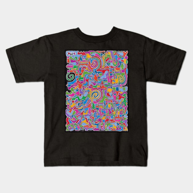 Colorful Shapes Maze Kids T-Shirt by gorff